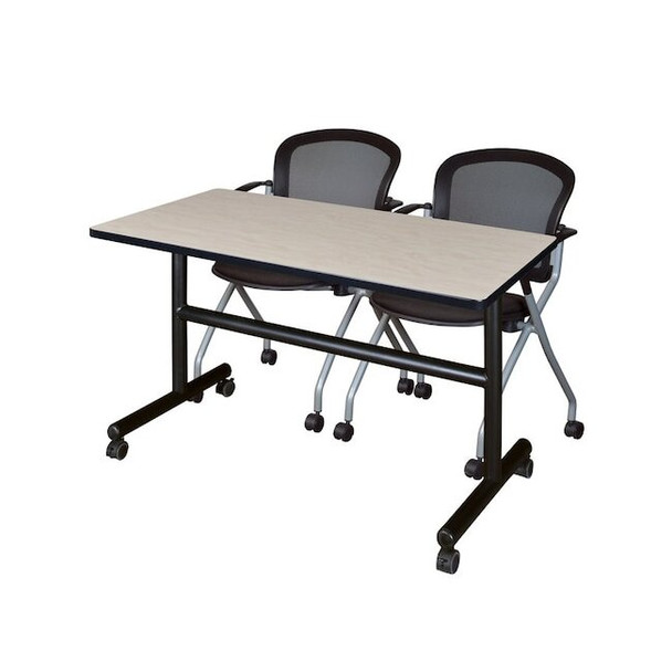 Kobe Rectangle FlipTop Table, 48" W, 29" H, Laminate Top, Maple MKFT4824PL23BK