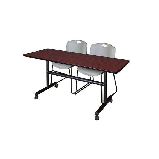 Kobe FlipTop Table, 60" W, 29" H, Laminate Top, Mahogany MKFT6024MH44GY
