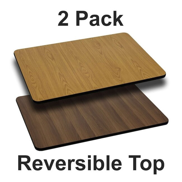 Flash Furniture Reversible Top, Natural/Walnut, 30x42", PK2 2-XU-WNT-3042-GG