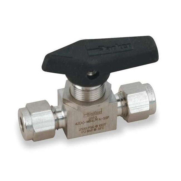 Parker 3/8" Compr Stainless Steel Ball Valve Inline 6A-MB6LPFA-SSP