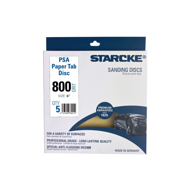 Aluminum Oxide Paper 514C Gold 6" x NH PSA Tab Disc Grit P800 5ct. Retail Pack R 514C-6T-P0800-R5 514-6T-800-R5