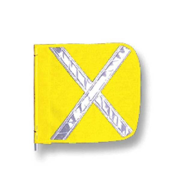 Warning Whip Flag Reflexite X, Yellow, Nylon Mesh, Mounting Clip