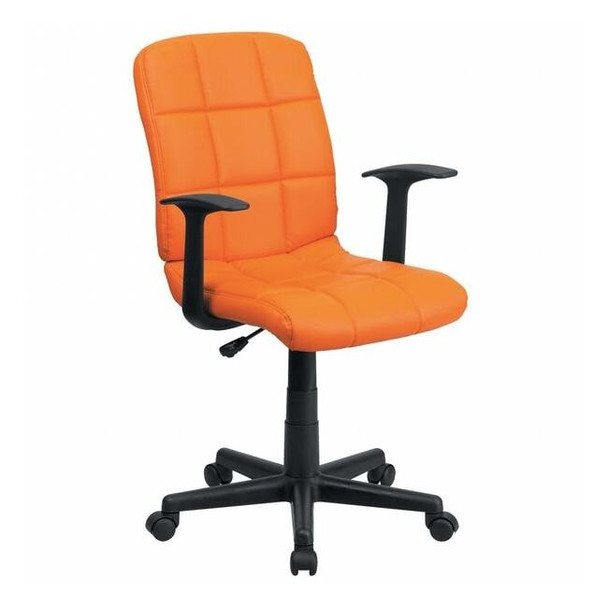 Metal Contemporary Chair, 16-3/4" to 21-3/4, Fixed Arms, Orange