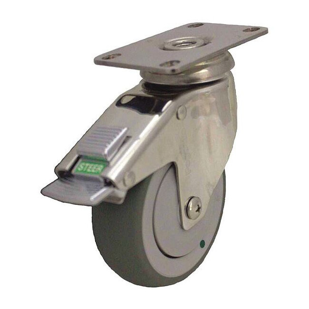 Swivel Plate Caster w/2-Position Directional Lock,220 lb