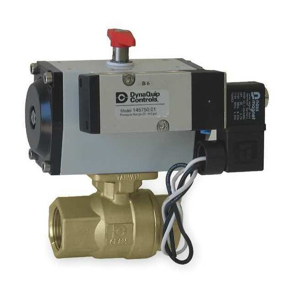 Dynaquip Controls 3" FNPT Brass Pneumatic Ball Valve Inline PHH2AATSR09210A