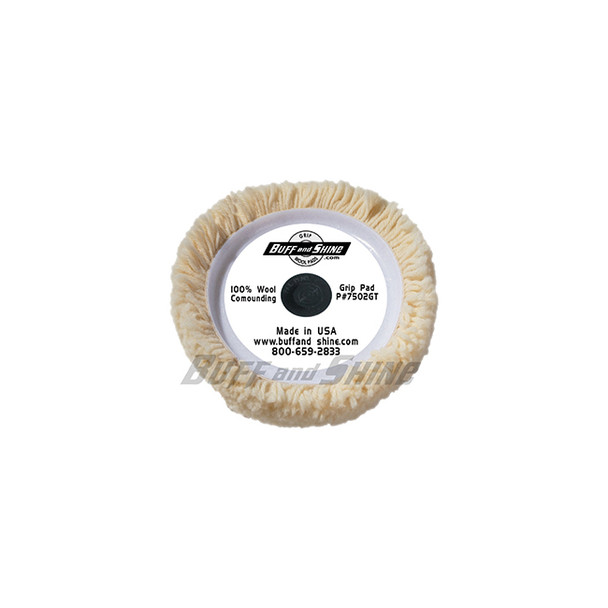 7.5" dia. X 1.25" 100% 4-ply twisted wool grip pad with a centering tee "Heavy cutting pad" 7502GT