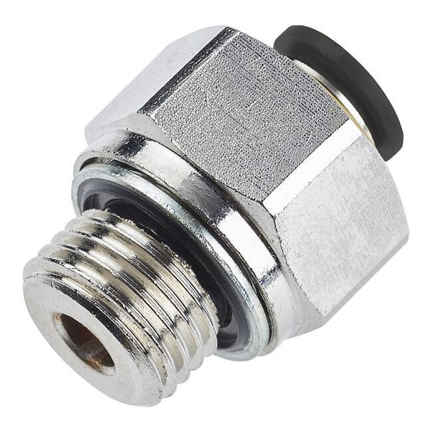 Parker Push-to-Connect Fitting, Brass, Silver 68PLP-8-8G