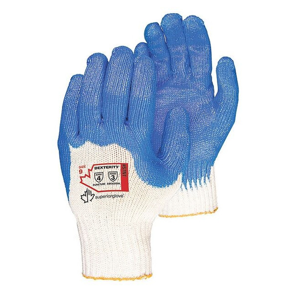 Knit Gloves, Cotton, Rough 4-Mar, Knit, Blue/White, L ( 9 ), 12 PK
