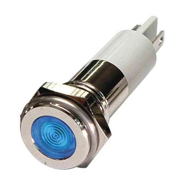 Flat Indicator Light, Blue, 12VDC, Size: 10mm Mounting dia