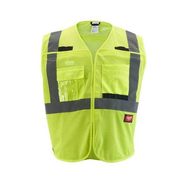 Class 2 Breakaway High Visibility Yellow Mesh Safety Vest - Large/X-Large