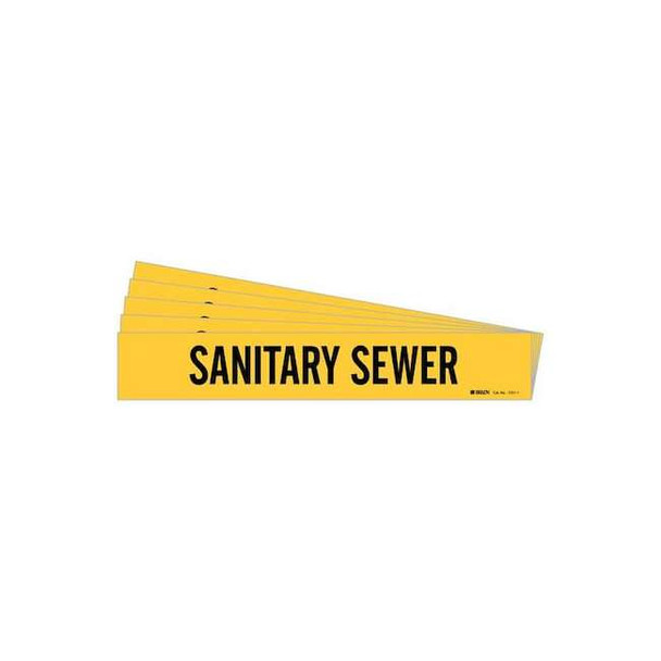 Brady Pipe Marker,Black,Sanitary Sewer,PK5, 7251-1-PK 7251-1-PK