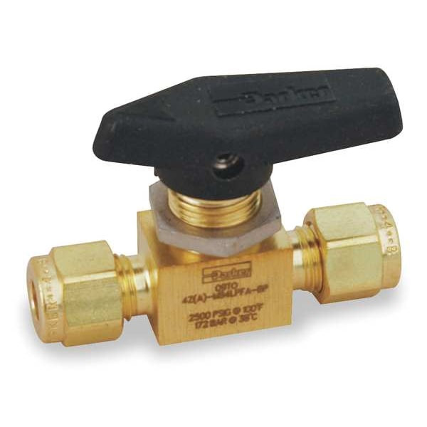 Parker 1/4" Compr Brass Mini Ball Valve Inline 4A-MB4LPFA-BP