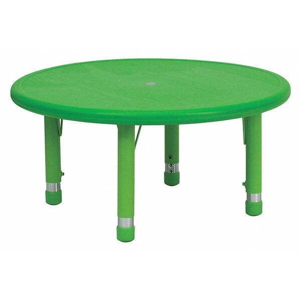 Round Activity Table, Plastic, Steel, Green