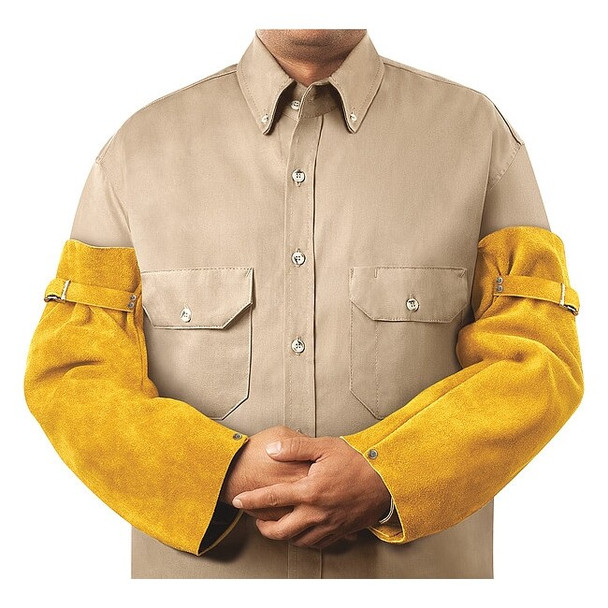 Steiner Flame-Resistant Sleeve, Leather, 18 in Length, Brown, Snap Cuff 82180