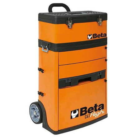C41H Tool Cart, 3 Drawer, Orange, Sheet Metal, 21 in W x 13 in D x 36 in H