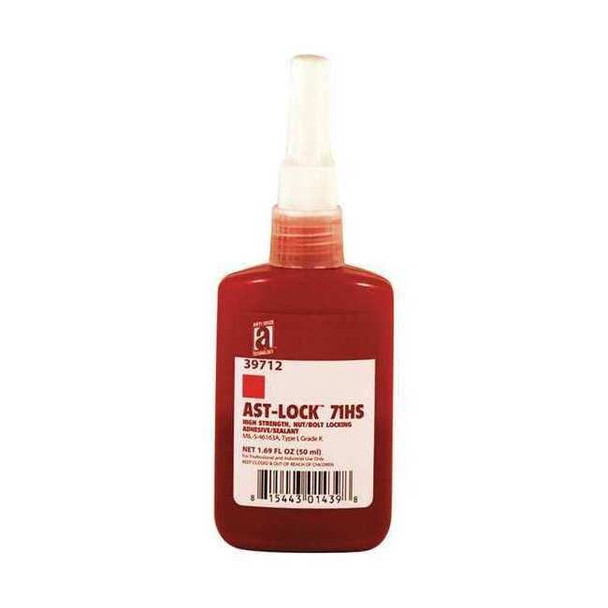 Threadlocker, ANTI-SEIZE TECHNOLOGY 71HS, Red, High, Liquid, 1.69 fl oz, Bottle