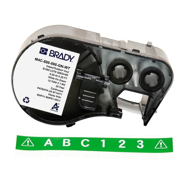 Brady Label/RibbonCartridge,Green,Gloss,1/2inW M4C-500-595-GN-WT