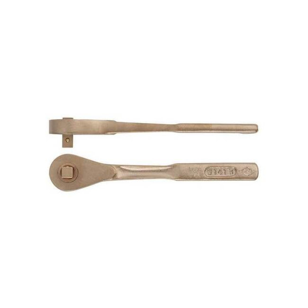 1/4" Drive 12 Geared Teeth Round Head Style Hand Ratchet, 5" L, Natural Finish