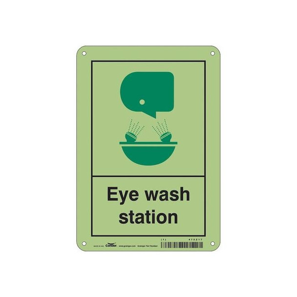Eye Wash Station, 7 in W x 10 in H, Horizontal Rectangle, Aluminum, 470Z17