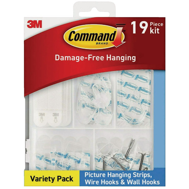 Command Clear Strips, Wire Hooks & Wall Hooks Variety Kit, 53-Pack 17232-ES