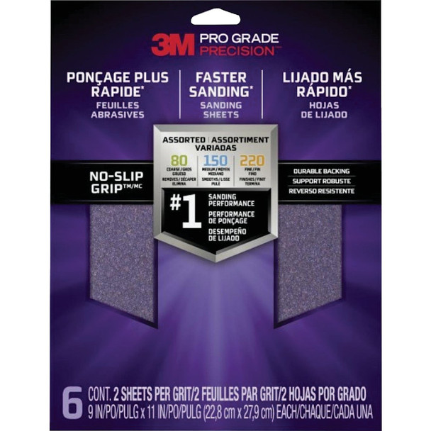 3M 6pk Pro Assrtd Sandpaper SHRASST-PGP-6T