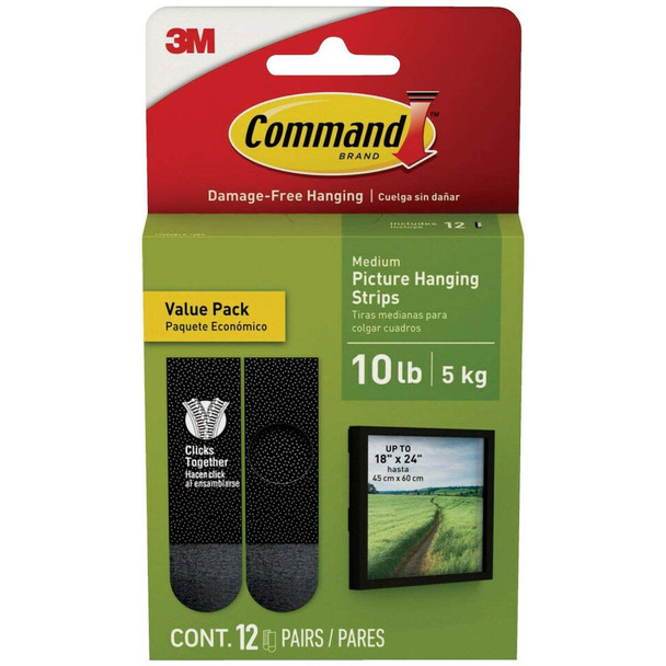 Command 10 Lb. Black Picture Hanging Strips Value Pack, 12 Pairs 17204BLK-12ES