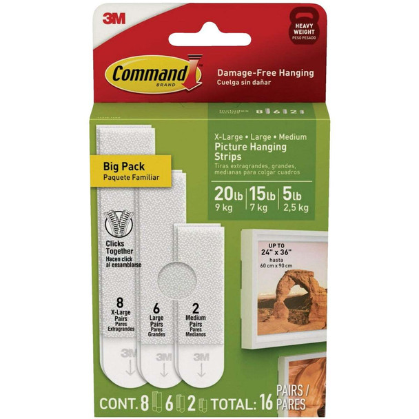 Command White Picture Hanging Strip Mixed Pack, 16 Pairs 17218-16ES