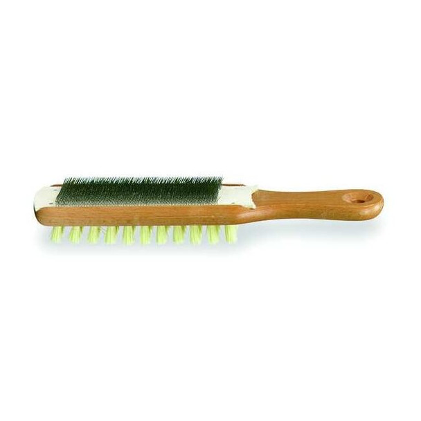 File Card and Brush, Length 10 in, Steel Wire Bristle, Wood Handle