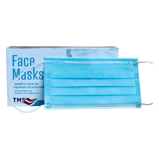 Apex Industrial Solutions Disposable Face Masks, Blue, 50/Pkg