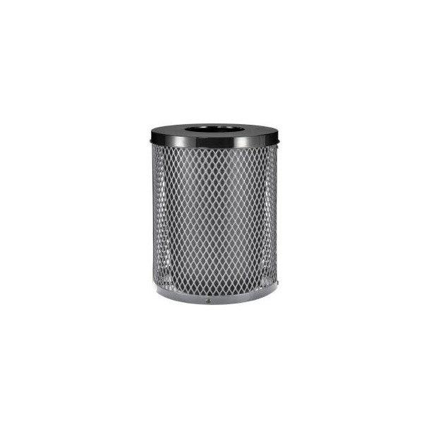 Global Industrial Outdoor Diamond Steel Trash Can With Flat Lid 36 Gallon Gray