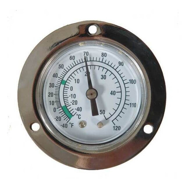 Analog Panel Mt Thermometer, -40 to 120F, Dial Size: 2 in