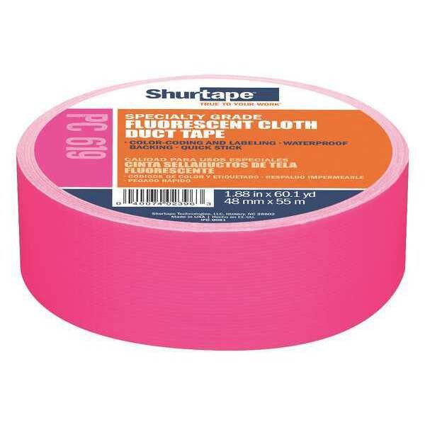 Shurtape Duct Tape, Pink, 60-1/8 yd L, 1-7/8 in W 105485