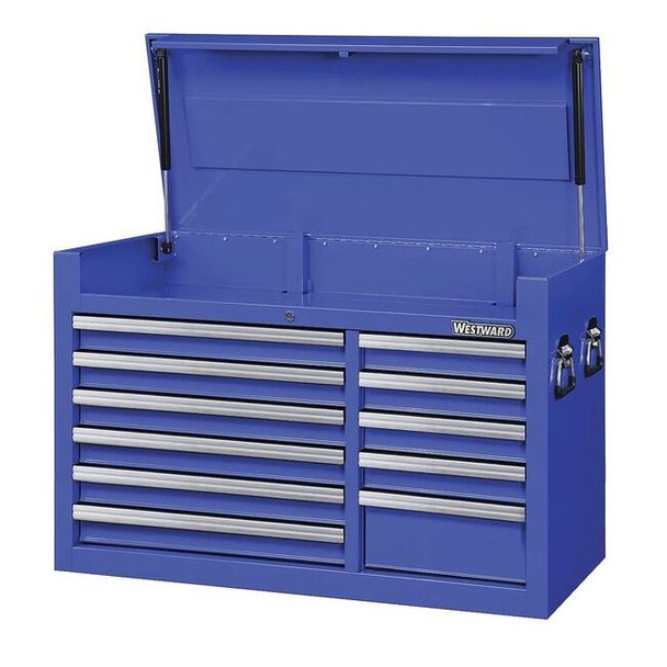 WESTWARD Top Chest, 11-Drawers, Powder Coated Blue, 41.5" W x 18.5" D x 27" H