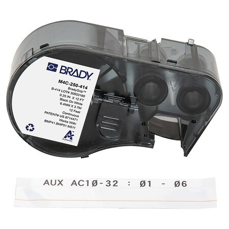 Brady Label/RibbonCartridge,White,Matte,1/4inW M4C-250-414