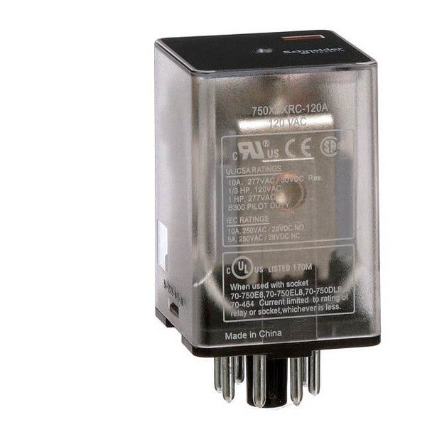 Plug-In, General Purpose Relay, Octal, 10 A, 8 Pins, Pin