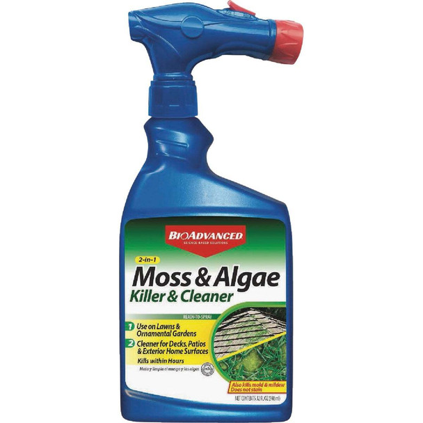 BioAdvanced 2-In-1 32 Oz. Ready To Spray Moss & Algae Killer with HPX Sprayer