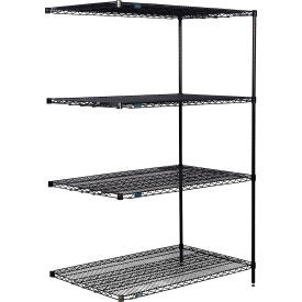 Nexel 4 Shelf Black Epoxy Wire Shelving Unit Add On 72""W x 30""D x 86""H