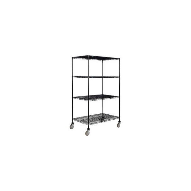 Nexel 4 Shelf Truck Black Epoxy 36""W x 30""D x 80""H Polyurethane Swivel Caster