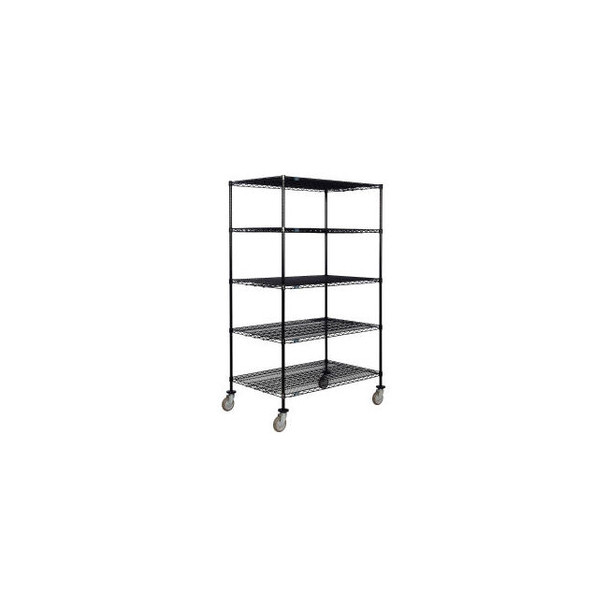Nexel 5 Shelf Truck Black Epoxy 60""W x 30""D x 80""H Polyurethane Swivel Caster