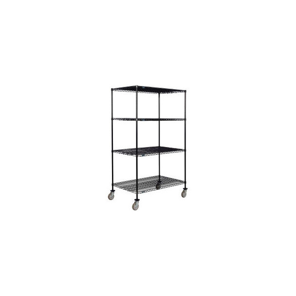 Nexel 4 Shelf Truck Black Epoxy 72""W x 30""D x 80""H Polyurethane Swivel Caster