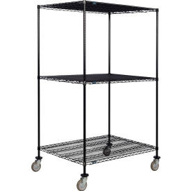 Nexel 3 Shelf Truck Black Epoxy 36""W x 36""D x 60""H Polyurethane Swivel Caster