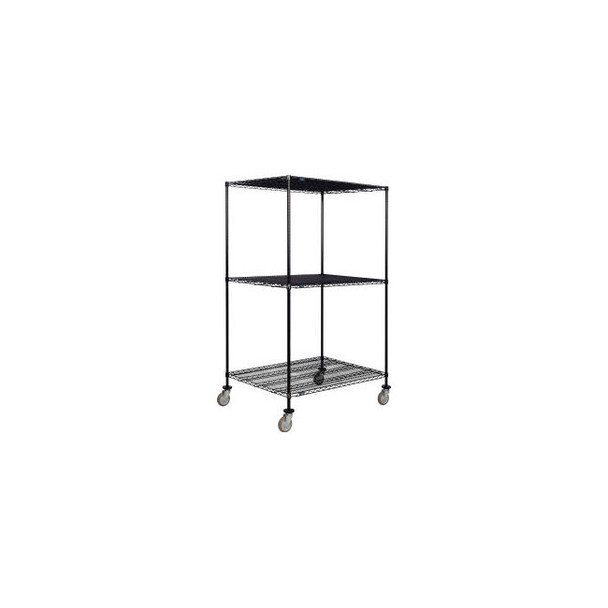 Nexel 3 Shelf Truck Black Epoxy 48""W x 36""D x 69""H Polyurethane Swivel Caster