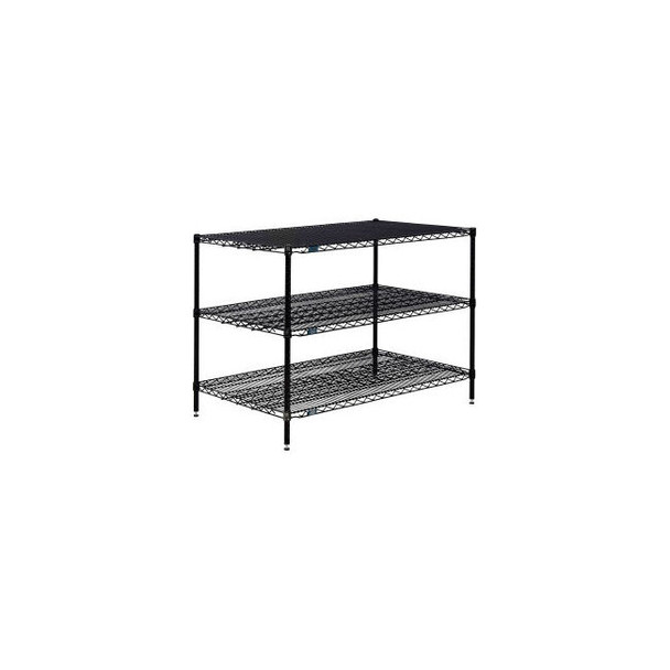 Nexel 3 Shelf Black Epoxy Wire Shelving Unit Starter 48""W x 30""D x 34""H
