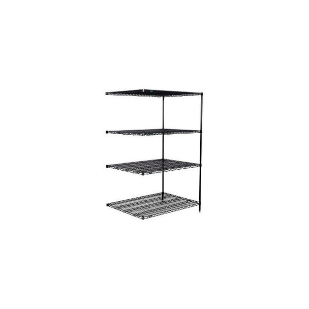 Nexel 4 Shelf Black Epoxy Wire Shelving Unit Add On 48""W x 36""D x 54""H