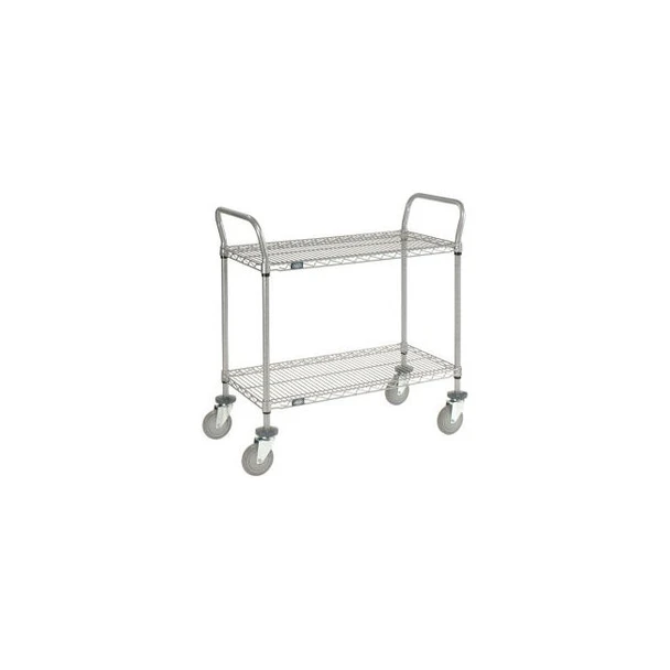 Nexel Utility Cart 2 Shelf Nexelate 30""W x 18""D x 39""H Poly Casters 4 Swivel