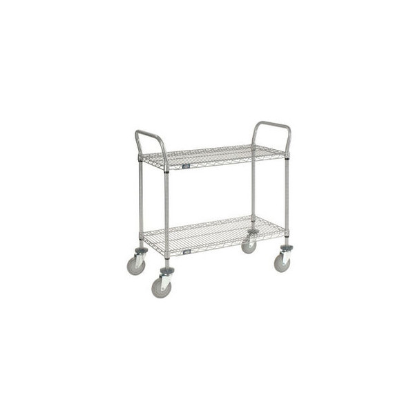 Nexel Utility Cart 2 Shelf Nexelate 60""W x 24""D x 39""H Poly Casters 4 Swivel