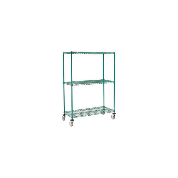 Nexel 3 Shelf Truck Poly-Green 48""W x 14""D x 60""H Polyurethane Swivel Casters