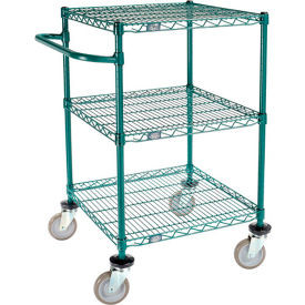 Nexel 3 Shelf Push Cart Poly-Green24""W x 24""D x 40""H Poly Casters4 Swivel
