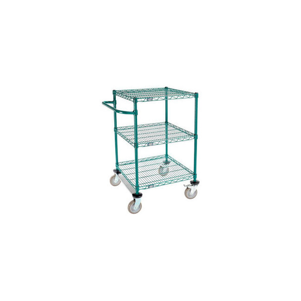 Nexel 3 Shelf Push Cart Poly-Green24""W x 24""D x 40""H Poly Casters2 Rigid 2 Br