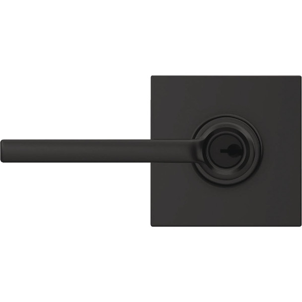 Schlage Latitude Lever Collins Matte Black Keyed Entry Lock F51AGLAT622COL